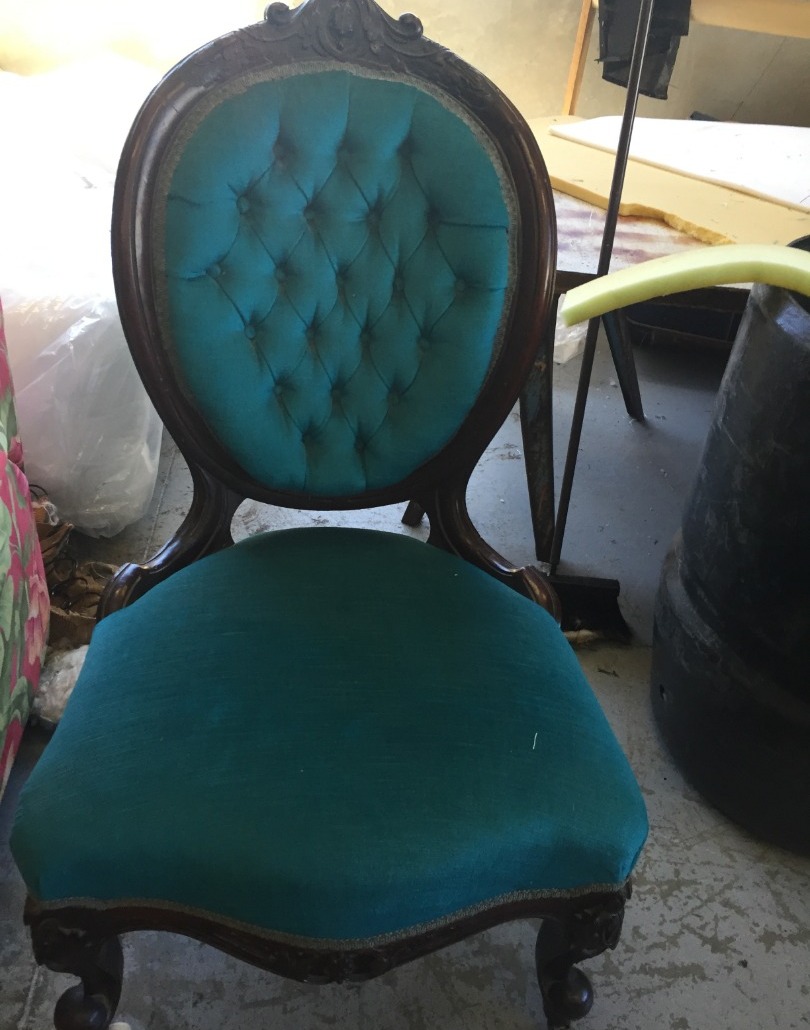 Old Chair Restoration - Take Diamond Buttons & Out Make more Modern